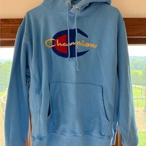 Champion Men's Light Blue Hoodie